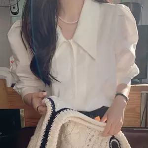 빅카라 퍼프소매 블라우스 긴팔 셔츠 데일리 오피스룩 봄 루즈핏