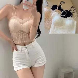 레이스 디자인 캡내장 나시티 끈조절 브라탑 3컬러 캐미솔 면끈나시 면런닝