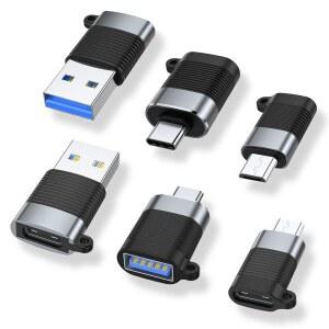 아레미 USB C 어댑터(6팩), 마이크로 남성용-USB 여성용 어댑터, 3.0에서 타입 컨버터 커넥터