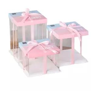 투명케이크상자 50개 박스 사각 케이스 선물 디저트 쉬폰 높은