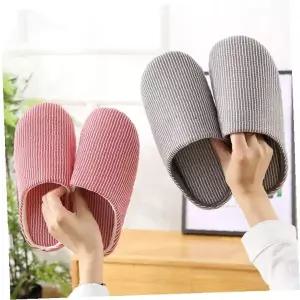 층간소음 슬리퍼 쿠션 실내화 스트라이프 패턴 가정 사무용 방음 편안한
