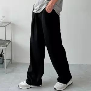 편리한 포켓 허리밴딩 끈조절 남자 핀턱 와이드 팬츠