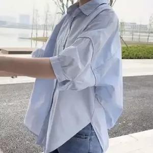 여성 루즈핏 셔츠 언발 오버핏 블라우스 여성 반팔 셔츠 여름