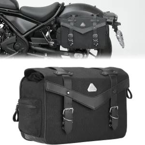 케미모토 모터사이클 사이드백 방수 빈티지 오일 왁스 캔버스 가죽 유니버설 싱글 새들백 소프트테일