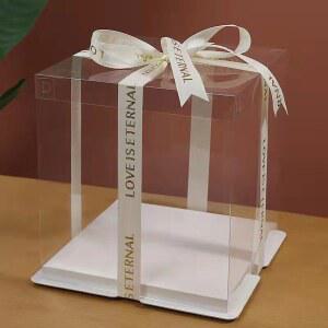 투명 케이크 박스 크리스마스케이크 2단 케이크박스 포장 높은 8호 크래프트 용기