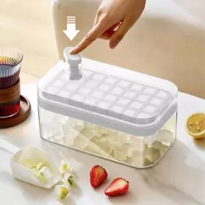 눌러꾹 원터치 실리콘 얼음트레이 스쿱 세트 얼음보관통 스쿱포함 아이스큐브 푸쉬 1초 화이트 L440