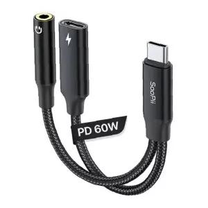 60W PD C타입 AUX 듀얼젠더 고속충전 이어폰 동시사용 스마트폰 태블릿