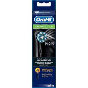 ORAL-B 정품 CROSSACTION 교체용 블랙 칫솔 100% 팩 4개 리필, 많은 헤드, 더 칫솔모, 제거를 전동 칫솔용 위한 플라그 최대 각진