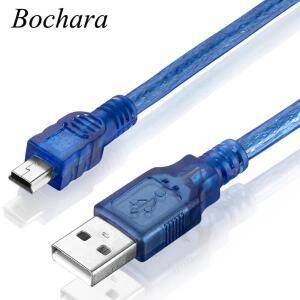 Bochara-USB 2.0 유형 A Male to Mini 5P 미니 USB 케이블 호일, 편조 차폐 파란색 1.5m 3m 5m 10m