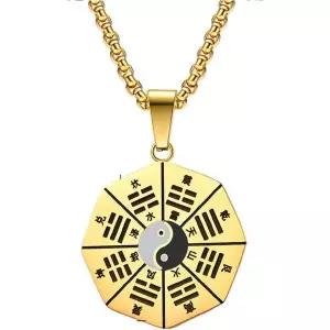 11425894 남자 목걸이 심플 캐주얼 가벼운 도교 태극권 팔괘 펜던트 남성용 고딕 빈티지 아뮬렛 음양어 스