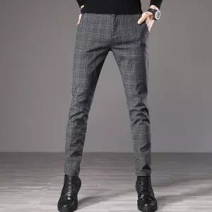 체크 슬랙스 팬츠 정장바지 직장인 면 데일리 남자작업복 배기