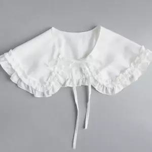 러플 카라 새틴 리본 블라우스 프릴 카라 여성 오피스 드레스카 레이어드 원피스 숄카라 탈부착 스웨터