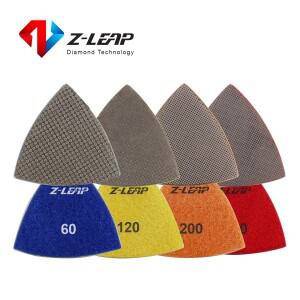 Z-LEAP 3 인치 삼각형 다이아몬드 연마 패드 샌딩 타일 돌 대리석 콘크리트 세라믹 유리 60 120 200 400 그