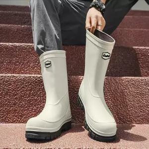 장화 남성 깔끔 베이직한 디자인 미끄럼방지 레인부츠 여름 우화 장화 신발 텃밭 남성 성인 미끄럼방지