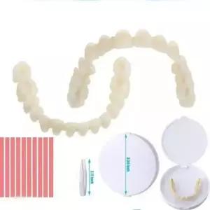 1세트 레진 치아 틀니 전체 상하 아크릴 인공 미리 성형된 가짜 모델 전용 ？ 치과 도구