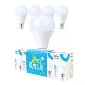 [데코] cityo led 주택 상가 볼전구 벌브 램프 5p 전구색 15w