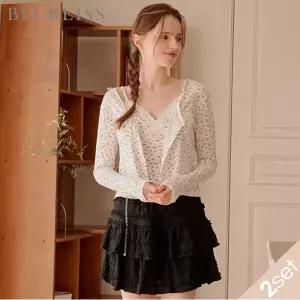 [블루레이스] [2SET]플라워 가디건+레이스 배색탑_B6S1KC4721