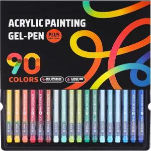컬러링북용 욜라카 아크릴 젤 펜 퀵 드라이 90 컬러 1.0mm 파인 포인트 마커 드로잉 저널링 아트