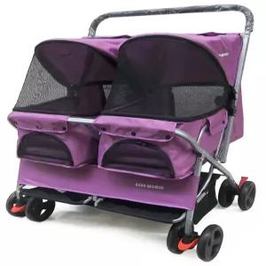 휴대용 반겨동물 강아지 펫 유모차 2마리 블랙 분리형 야외 레인커버 폴딩