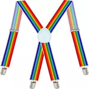 Dibi 남성용 멜빵 4개의 튼튼한 클립이 있는 조절 가능한 X자형 뒷면