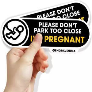 임산부 차량용 스티커 보드 너무 가까이 주차하지 말아 주세요 임신 중입니다 광택 비닐 방수 UV 저항