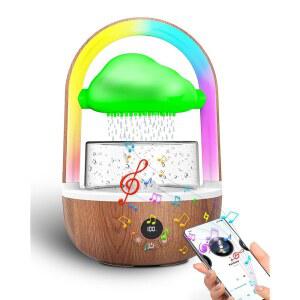 아로마테라피 오일 레인 클라우드 워터 드립 버섯 , 러닝 라이트 및 수면용 빗물 소리 - 탁상용 분수 조명