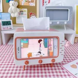 레트로 828MFU92 티비 두루마리휴지 티슈케이스 핸드폰거치대