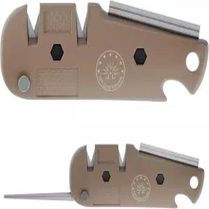 오프그리드 나이프 - 사냥 캠핑 낚시 주방 및 갈고리용 소형 5-in-1 연마 도구(코요테 탄)