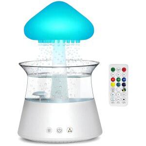 비구름 버섯 램프 u2013 진정 폭포 조명, 비 소리, 수면 보조 및 휴식 책상 램프, , 남성, 여성에게 이상적인 선물 생일, 휴일에 완벽합니다