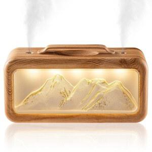 침실용 히켐 , 600ml 쿨 미스트 조명, 23dB 조용한 작동, 미니 침실, 보육원, 사무실, 식물용 우드 그레인