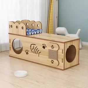 고양이 터널 숨숨집 나무통로 원목터널 캣타워