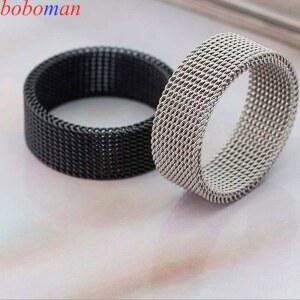 MODERN STAINLESS ST MESH BAND RING ANILLOS WOMAN BELT CELL ANEIS JEWELRY MEN FOR BAGUE ANEL
