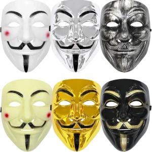 벤데타 마스크용 BTCVKJLM 6팩 V 가이 포크스 퀄리티 익명 해커 코스프레 파티 마스크 할로윈 카니발 테마