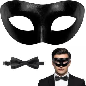 할로윈 마디 그라 파티를 위한 남성용 베네치아 마스크와 보우티를 착용한 하이퍼펀 체험 가면극