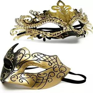 델린바인 커플 가면극 베니스 페인팅 마스크 할로윈 파티 메탈 플라스틱 레이스 카니발 고글