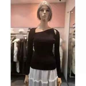 [에고이스트] 언발 넥라인 포인트 슬림핏 골지 니트 ER1KL-260 675246