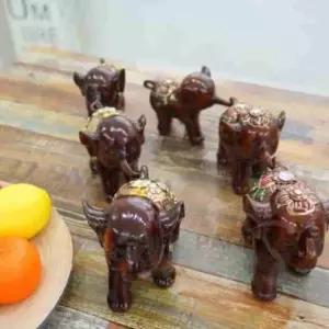 원샵 앤틱 브라운 꼬리 코끼리 3P (2 type) 코끼리풍수