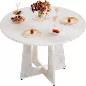 샤인포루 47인치 원형 식탁 46인용 농가 목재 주방 세기 중반 나무 거실마블 패턴을 위한 간편한 조립