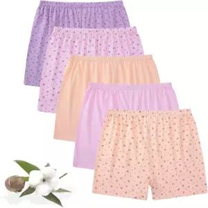 Ogvfunv 코튼 여성 속옷 복서 브 중년 여성용 루즈 소프트 팬티 반바지 5개