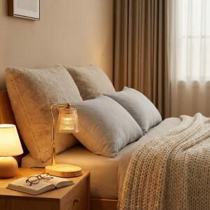 전기 캔들 워머 왁스 멜팅 라이트 창의적인 아로마테라피 테이블 우드 베이스 침대 옆 장식 책상 조명