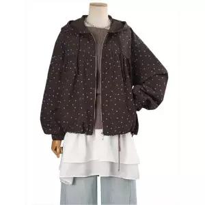 [하프클럽/쉬즈나인]쇼티 체크배색 윈드점퍼