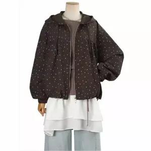 [하프클럽/쉬즈나인]쇼티 체크배색 윈드점퍼