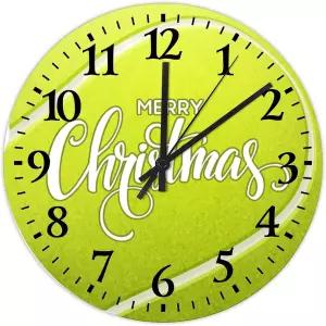 테니스공 메리 크리스마스 원목 시계 12인치 스포츠 팬 오피스 배터리 작동 무음 원형 아랍어 숫자
