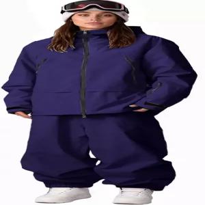 오미야콘 여성 스키복 방수 스노우 수트 스노우보드 재킷 및 팬츠 세트 루즈핏 겨울 보온 스노우슈트 코트