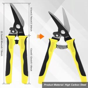 금속 절단 가위 다기능 주석 알루미늄 판지용 안전 잠금 장치가 있는 실용적인 직선/오프셋 도구