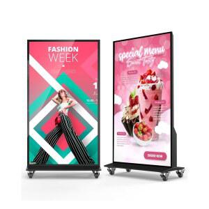 SIOXCFZ 85인치 풀스크린 디지털 사이니지 디스플레이, 4K UHD 2160P 스크린 실내 바닥 스탠드 키오스크 스탠드, 리모컨이 있는 안드로이드 11 OS 오토 미디어 플레이어 광고 포스터, HDMI / WiFi / USB