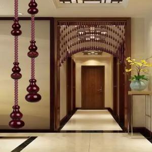 구슬 커튼 우드비즈 대나무발 파티션 가림막 인테리어 문발 도어커튼 다크레드