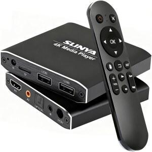 리모컨이 있는 4K 울트라 HD 디지털 미디어 플레이어, HDD /USB 드라이브 /Micro SD (TF), H.265 /HEVC /H.264, MKV /MP4 /AVI /PPT, MP3 /JPG, HDMI /AV /광학, 자동 재생 /재개 /루프, 디지털 사이니지 플레이어