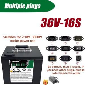 항공 운송 36V 20Ah-100Ah 18650 리튬 배터리 다양한 용량 옵션 3000W 이하 모터에 적합 철제 박스 쉘