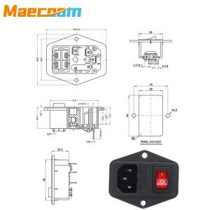 1/2/5개 10A 250V 전원 스위치 AC 콘센트, 빨간색 트리플 로커 내장형 퓨즈 모듈 플러그 (3D 프린터 부품